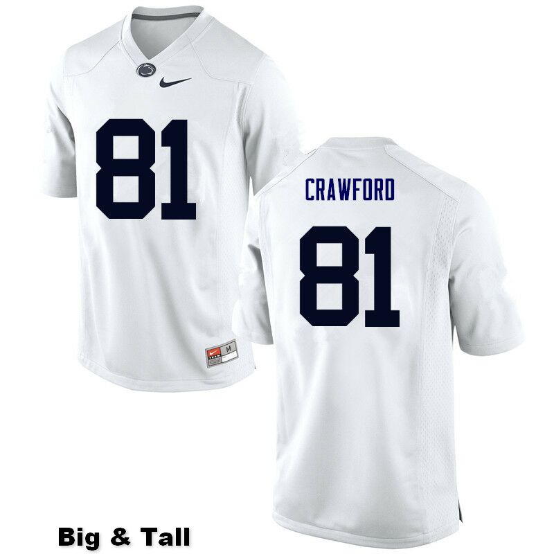 NCAA Nike Men's Penn State Nittany Lions Jack Crawford #81 College Football Authentic Big & Tall White Stitched Jersey JVT3098GC